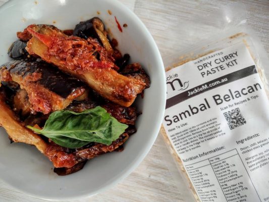 photo of eggplant cooked using the sambal belacan paste