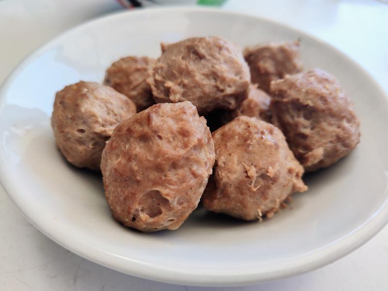 Beef balls (Asian, or Malaysian-style) which I made during the livestream